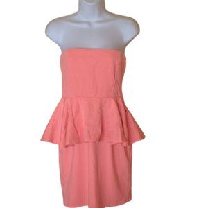 ZARA  Neon Peach Strapless Peplum Dress Size 28 (equivalent to Size 4 US)